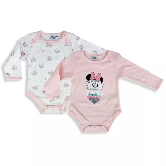 Body Disney Minnie Mouse 2pz neonato 100% caldo cotone bimba maniche lunghe 4827