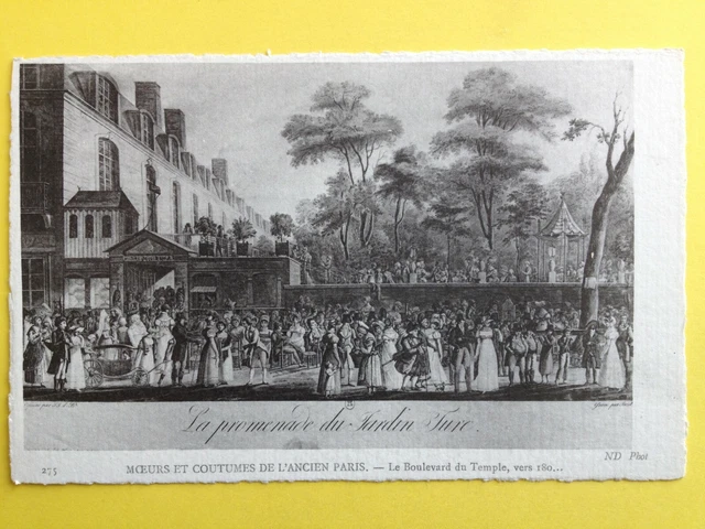 cpa ENGRAVING paper Ingres SCENE of LIFE in PARIS La Promenade du JARDIN TURC