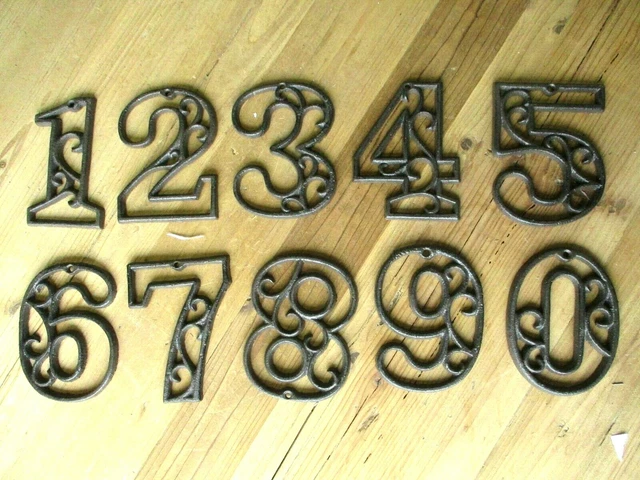 Metal House Numbers Street Address LARGE Rustic Cast Iron Pick #'s from 0-9 #