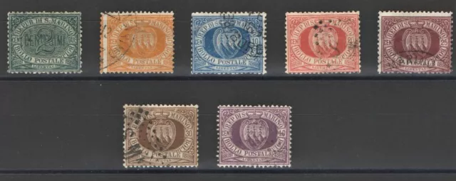 San Marino 1877 Cifra O Stemma Serie Cpl. Usata