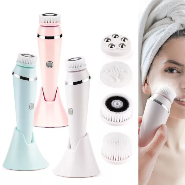 4 in 1 Facial Cleansing Brush Face Cleanser Rolling Massager Blackhead Removal