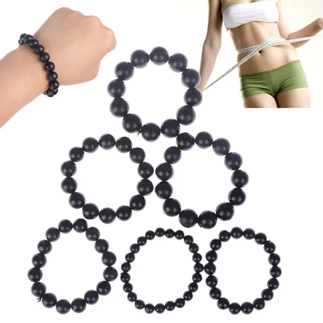 Hand Bracelet Natural Bianshi Beads Black stone Needle Women Men charm 8mm-*SA
