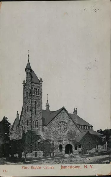 1908 Jamestown,NY First Baptist Church Chautauqua County New York Postcard