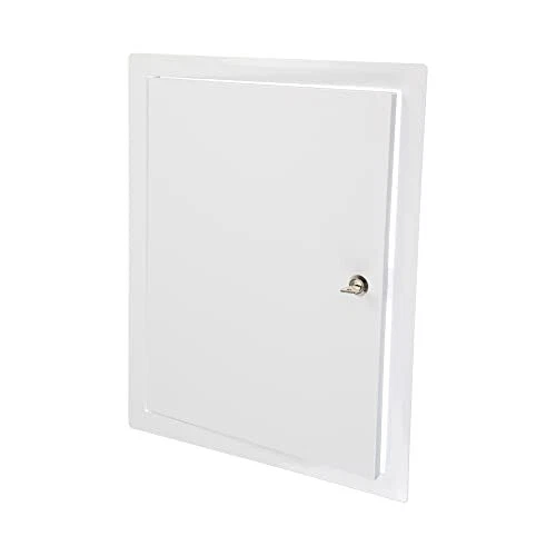 Panel de acceso de metal blanco bloqueable. "Eje de servicio puerta de metal con llave 12"" x 16"