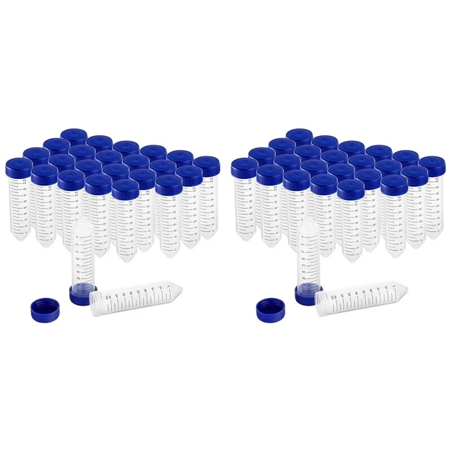 50Pcs Conical Centrifuge Tubes 50mL Plastic Test Tubes with Screw , F6B6