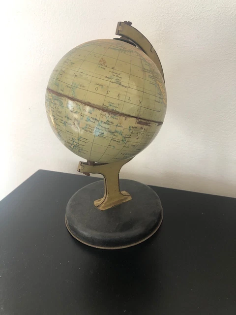 ANCIEN GLOBE TERRESTRE mappemonde Années 50 tôle sérigraphie -West ANCIEN GLOBE TERRESTRE mappemonde Années 50 tôle sérigraphie -West