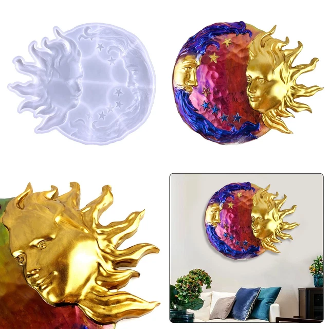 Silikon Mond Sonne Gesicht Wand Dekor Harz Epoxid Form Achat Schmuck Gießen Form
