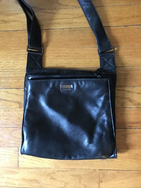 perlina black leather handbag