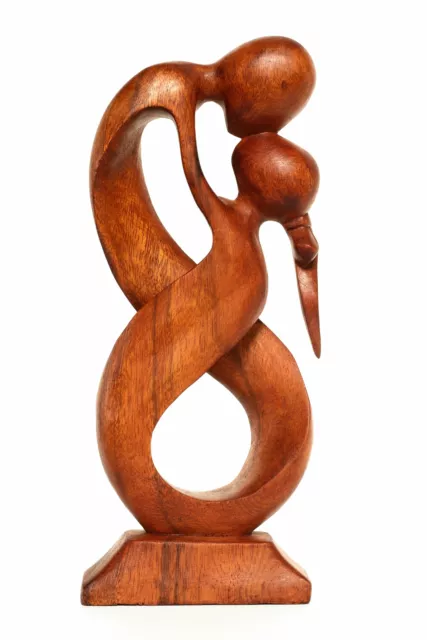 12" Wooden Abstract Sculpture Statue Hand Carved "Always Yours" Gift Home Decor