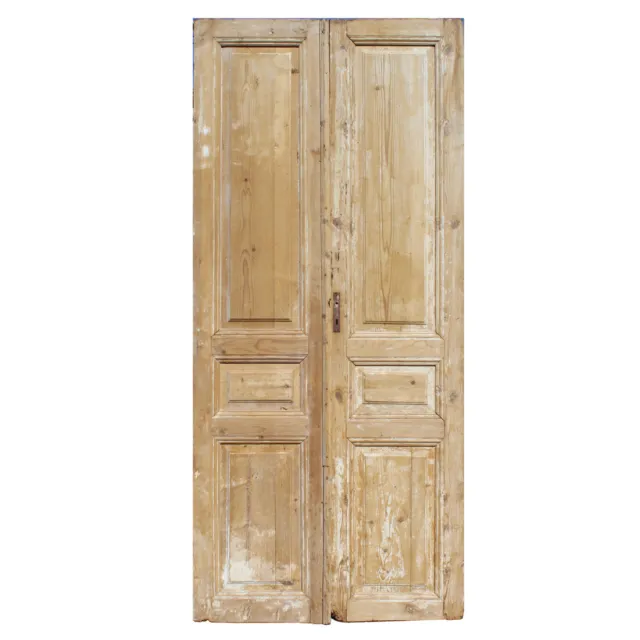 Reclaimed Pair of 44" Solid French Doors, NED2067