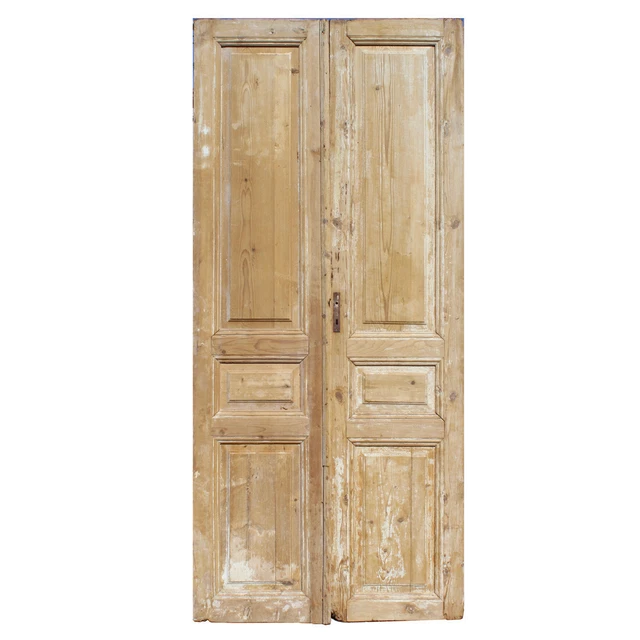 Reclaimed Pair of 44" Solid French Doors, NED2067