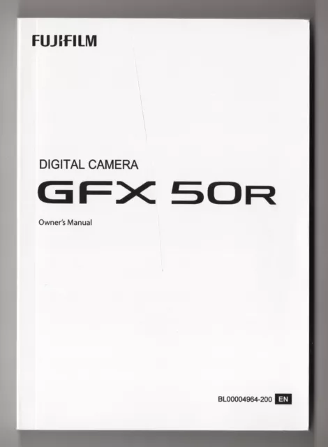 Fuji Fujifilm GFX 50R Camera Instruction Manual / User Guide In English