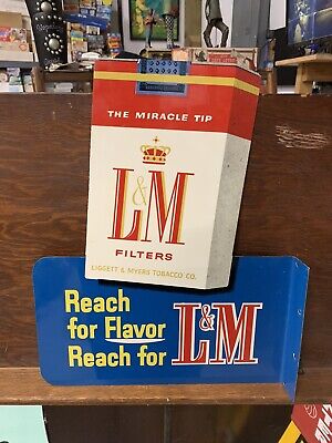 Vintage MINT CLEAN L&M Chesterfield Cigarette Tobacco Flange Sign 15" x 12" GAS