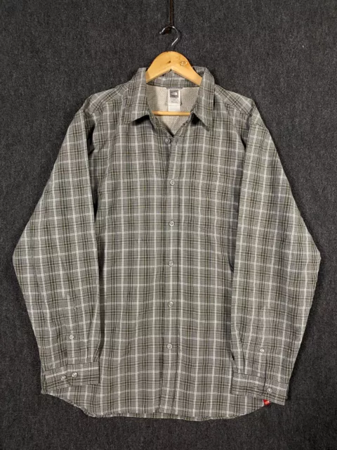 The North Face Mens XL Button Up Long Sleeve Shirt Grey Check