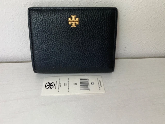 NWT Tory Burch Blake Color Block Mini Wallet Black/Devon Sand