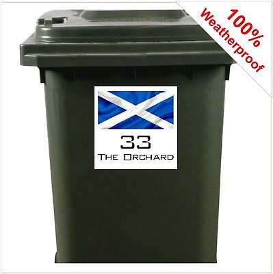 Scotland Flag Custom Wheelie bin identification sticker patriotic name & address