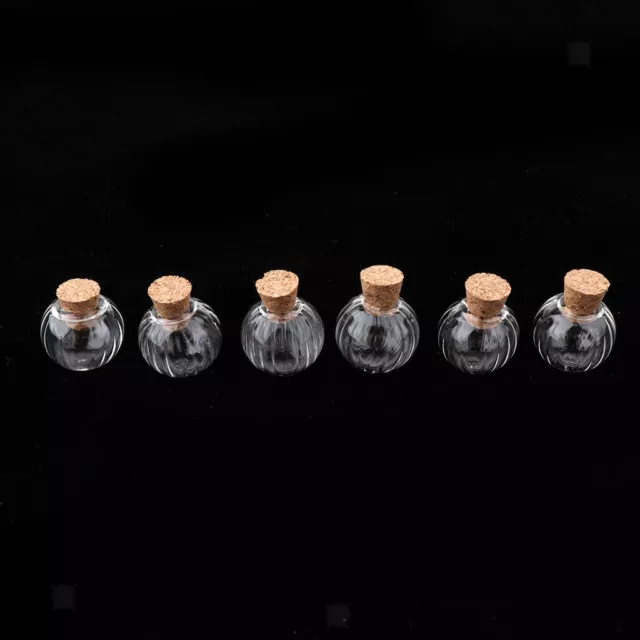 6Pcs Pumpkin Mini Clear Glass Bottles with Cork Stopper Wishing Vials Jars