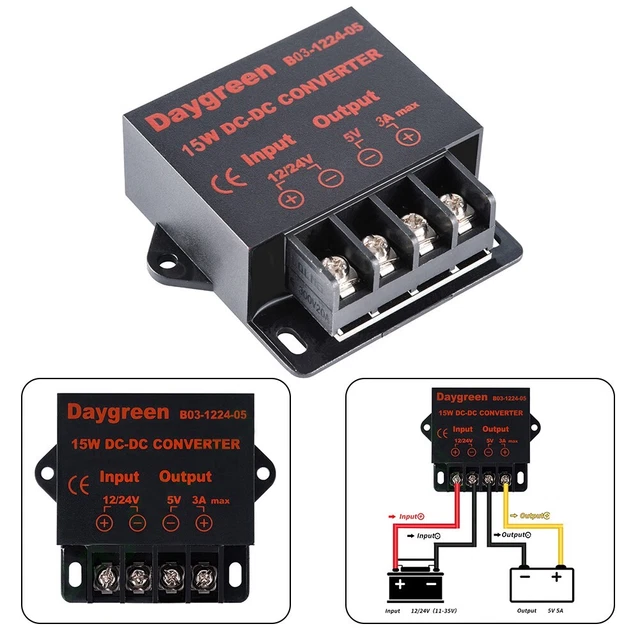 Onduleur De Puissance De Voiture, Convertisseur De Puissance De Voiture Noir 100A, Protection Contre La Surchauffe Haute Résistance, Convertisseur DC 24V à 12V Pour