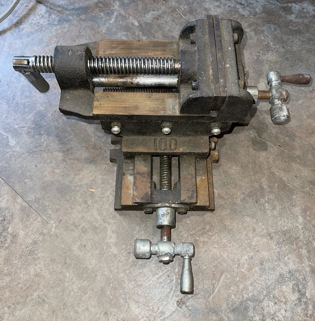 Vintage Model #100 Cross Slide Milling Drill Press Vise 4" Jaws