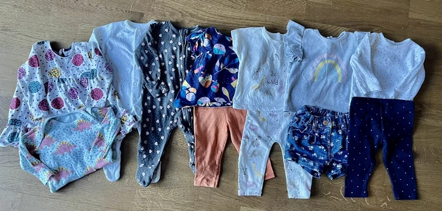 Baby Girls Clothes Bundle 3-6 Months x12 Dress T-shirts Leggings Baby Grows