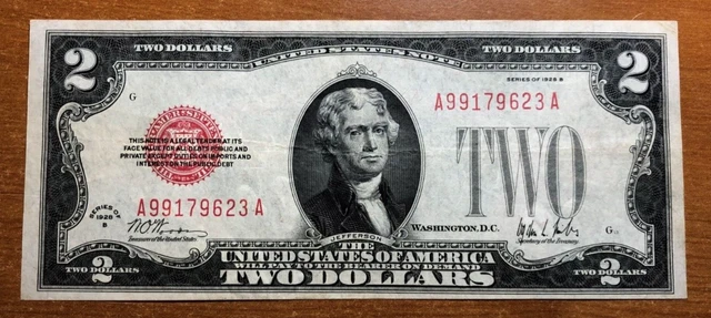 1928B $2 Legal Tender Note Red Seal Fr# 1503 AA Block - Rare