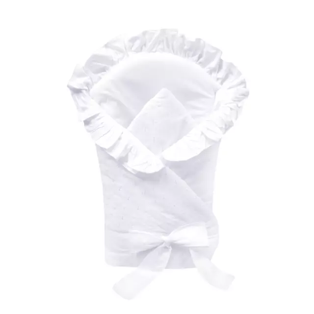 Broderie Anglaise Baby Swaddle Wrap / Newborn Swaddling Blanket /Duvet - White