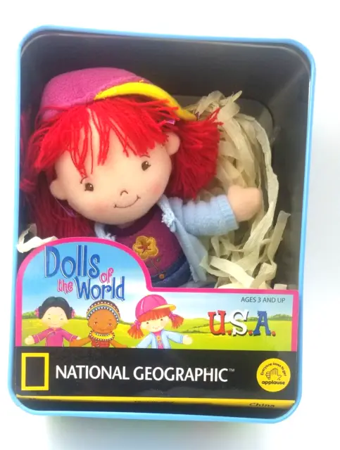 Vintage Dolls of the World  National Geographic Plush Doll Lisa USA In Tin Box 2