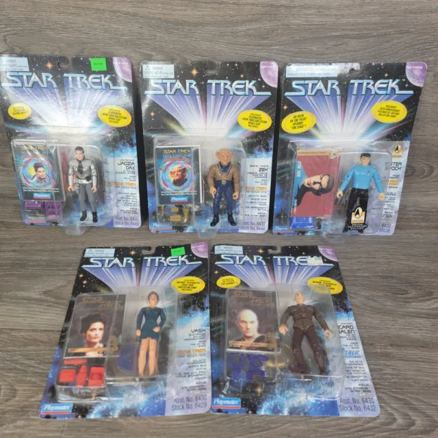 Playmates Star Trek Next Generation Figurines Lot Spock Zach Jadiza Vash Picard
