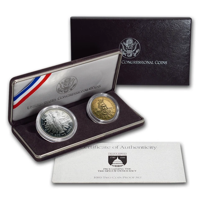 1989 2-Coin Congressional Proof Set (w/Box & COA) - SKU #7128