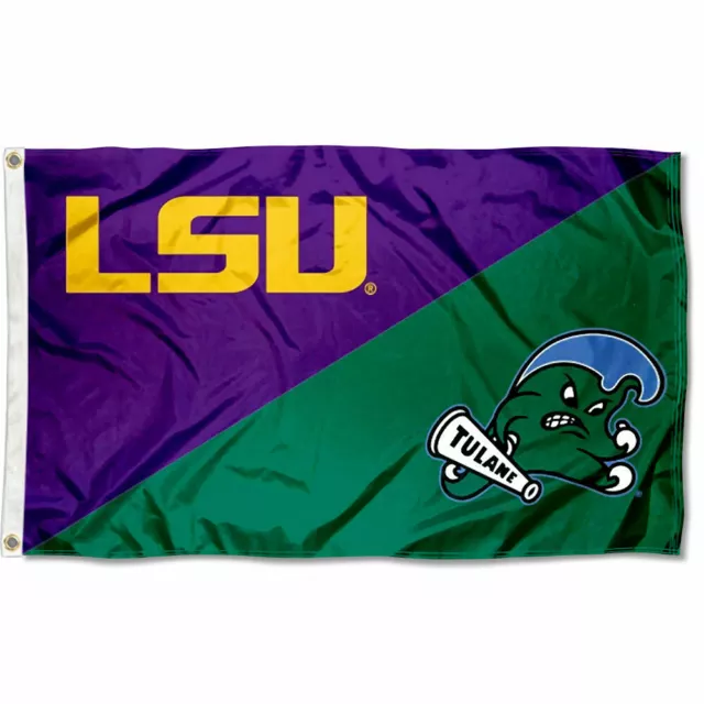 LSU vs Tulane House Divided 3x5 Flag Banner