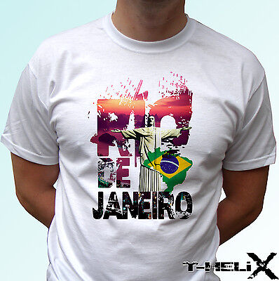 Rio de Janeiro-Bianco T Shirt TOP TEE BRASILE-LINEA UOMO DONNA Kids & Baby Taglie