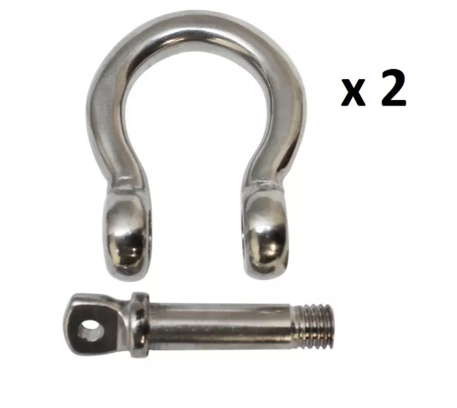 2 x 8mm Stainless Steel Grade 316 BOW Shackle Boat Marine Shade Sail DIY