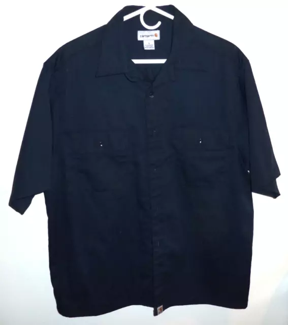 Carhartt Men's Short Sleeve Button Up Shirt Size Large Navy