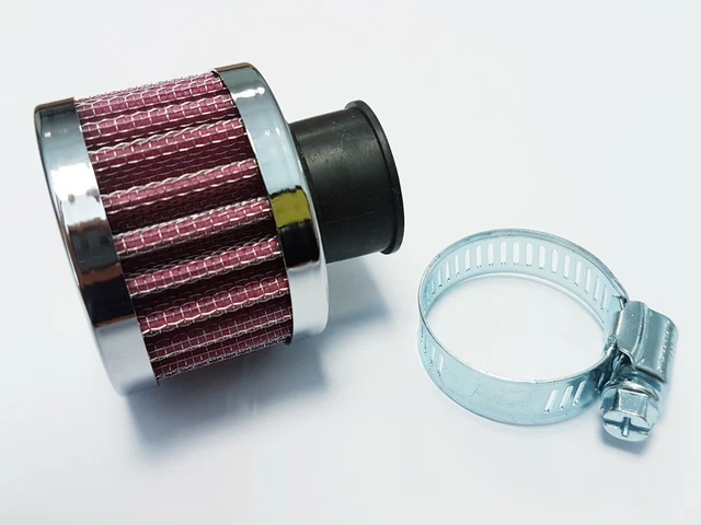Mini Filtre à Air Reniflard Rouge 25mm - Pour Moteur Moto Custom, Café Racer - Neuf, Origine Chine