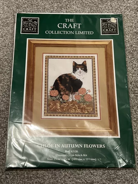 The Craft Collection Chloe In Autumn Flowers Cat Counted Cross Stitch Kit