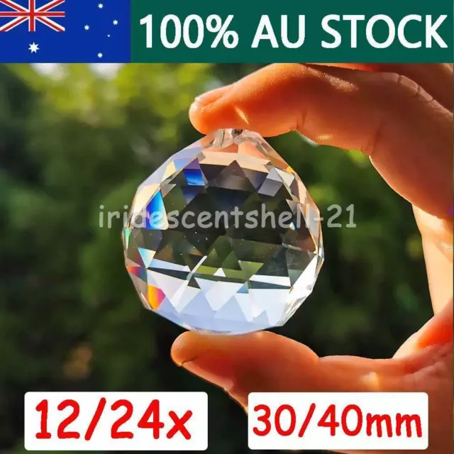 12/24 Pack 30/40MM Chandelier Clear Glass Prism Crystal Ball Pendant Sun-catcher