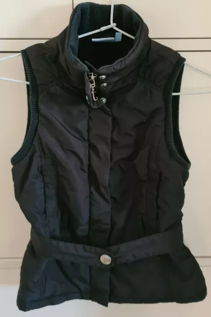 Tilii Size 10 Black Extra Button Closure Vest Full Zip Elastic Waist Kids Girls