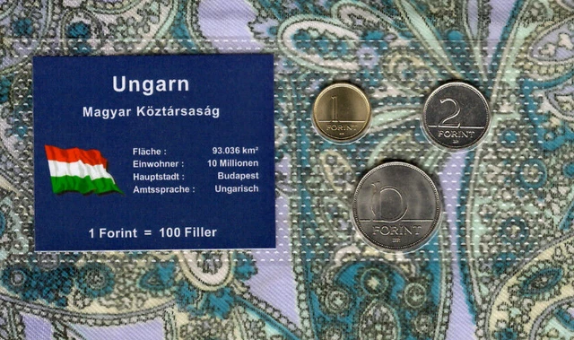 Hungary GEM UNC 10 Forint 1994 5 Forint 2002 1 Forint 2007