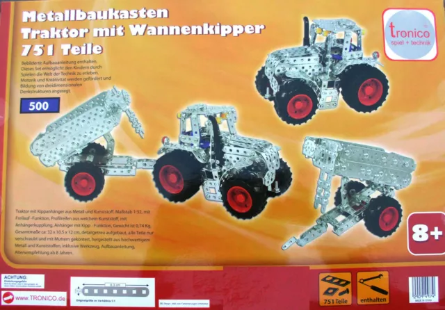 Metallbaukasten Traktor mit Wannenkipper 751 Teile tronico