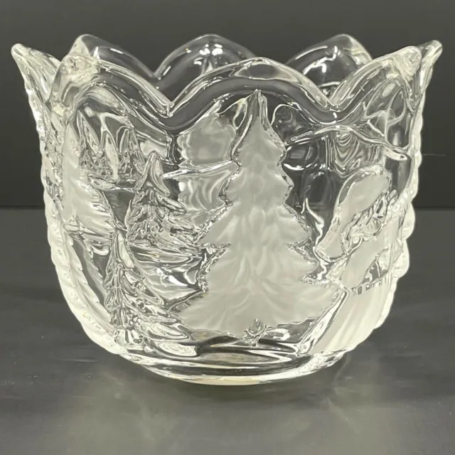 MIKASA, Frosted "Christmas Story" Crystal Votive/Tea Light, Glass Candle Holder