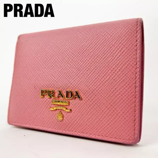 Authentic PRADA Bifold Wallet Card Coin Case Purse Pink