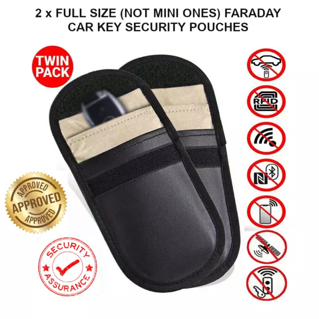 2 x Autoschlüssel Signalblocker Etui Faraday Käfig Anhänger Tasche schlüssellos RFID Sperrtasche
