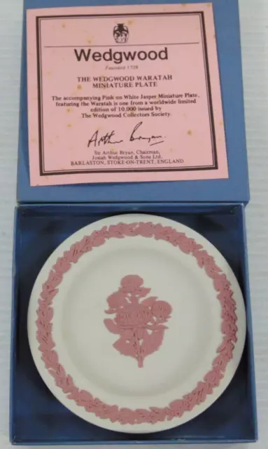 Wedgwood Jasper Ware Waratah Pink On White Round Tray Pin Dish
