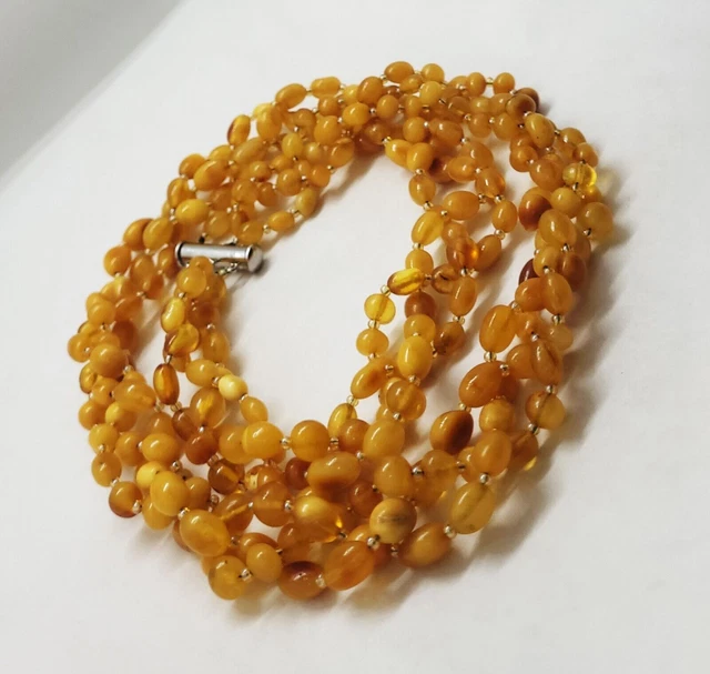 36.41g ANTIQUE BALTIC BUTTERSOTCH JAUNE D'OEUF PERLES D'AMBRE COLLIER GRAND...