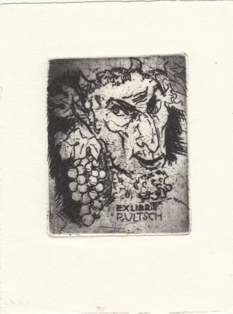 Exlibris Bookplate Etching Rudolf Koch 1902-1985 God of Wine