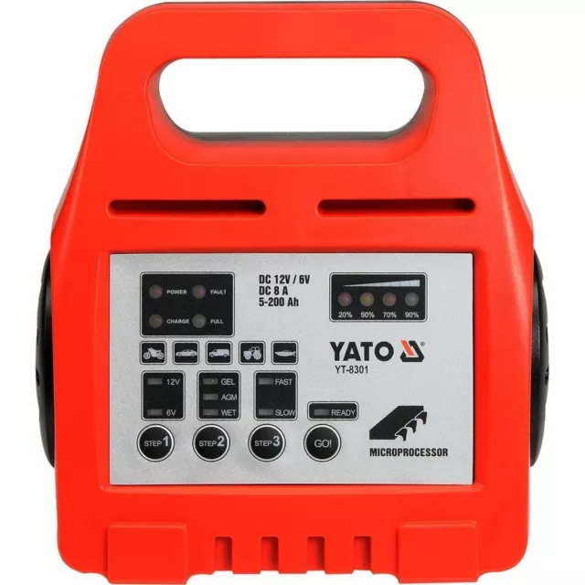 YATO YT-8301 Digitales Batterie Ladegerät 6/12V 8A 5-200 Ah KFZ Auto Motorrad