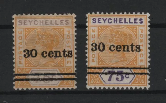 Seychelles 1901 Queen Victoria unused Mi. 34 two differnt 0 in 30 cents - Michel