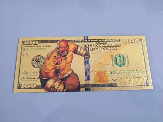 Marvel Luke CAGE Gold Foil Banknote 100 USD
