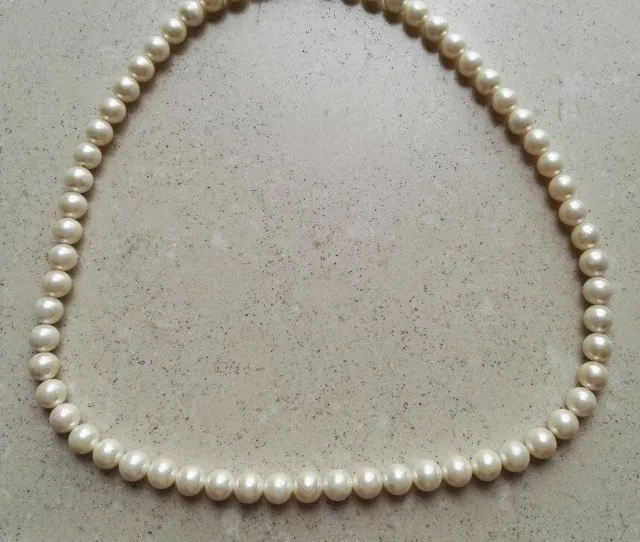 Round Nice 18"  White Pearl Akoya Natural Real Necklace Pendant 18k Solid Gold