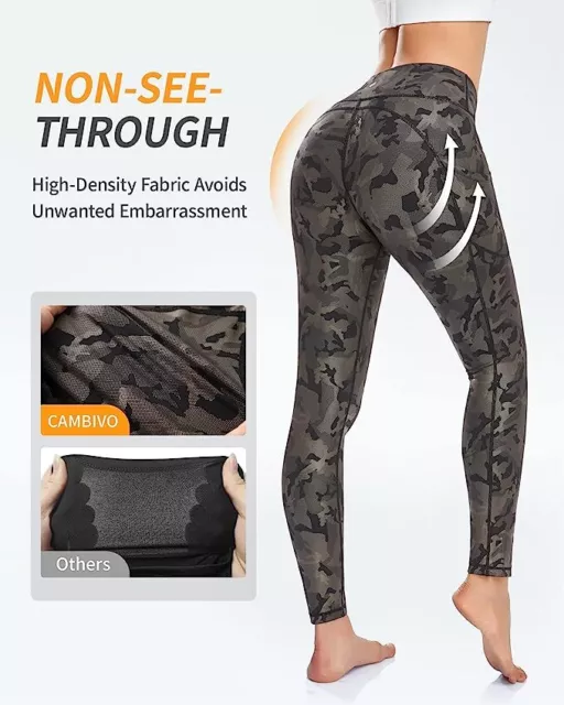 CAMBIVO YOGA PANTS for Women, Gym Leggings Workout Leggings with Pockets  £9.99 - PicClick UK